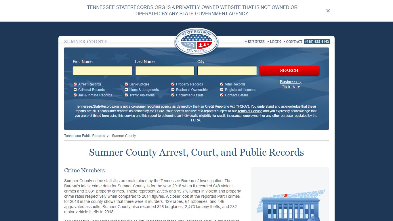 Sumner County Arrest, Court, and Public Records